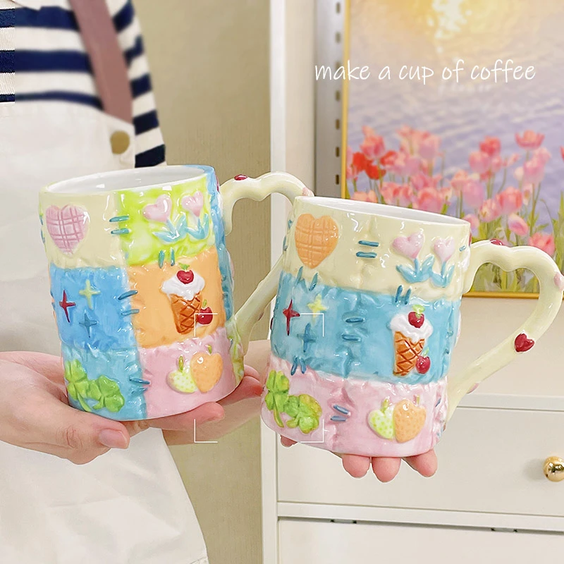 【甜甜圈专属】高颜值网红喝水杯陶瓷小众少女心水杯马克杯女家用