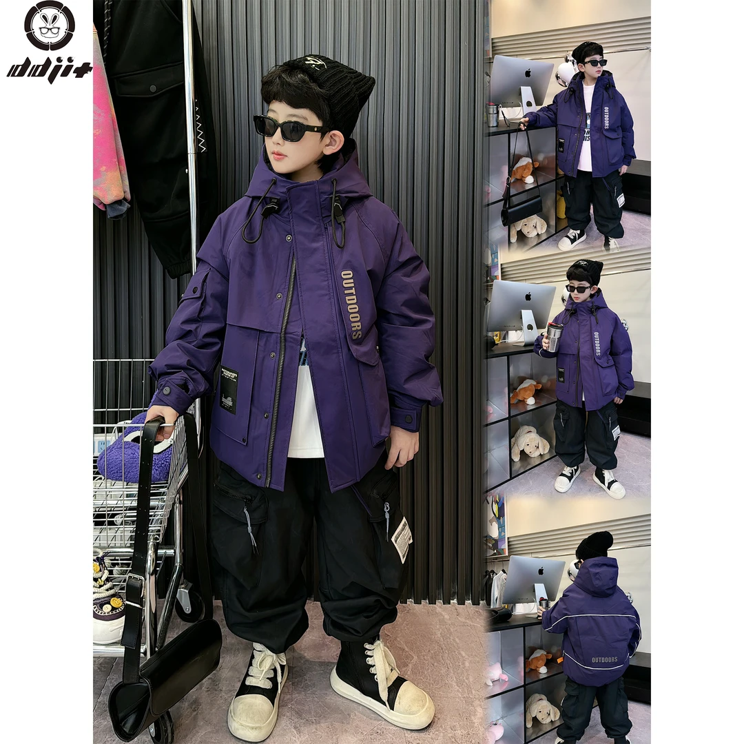 蛋蛋家【紫色派克棉服外套】冬季新款洋气紫色派克棉服外套