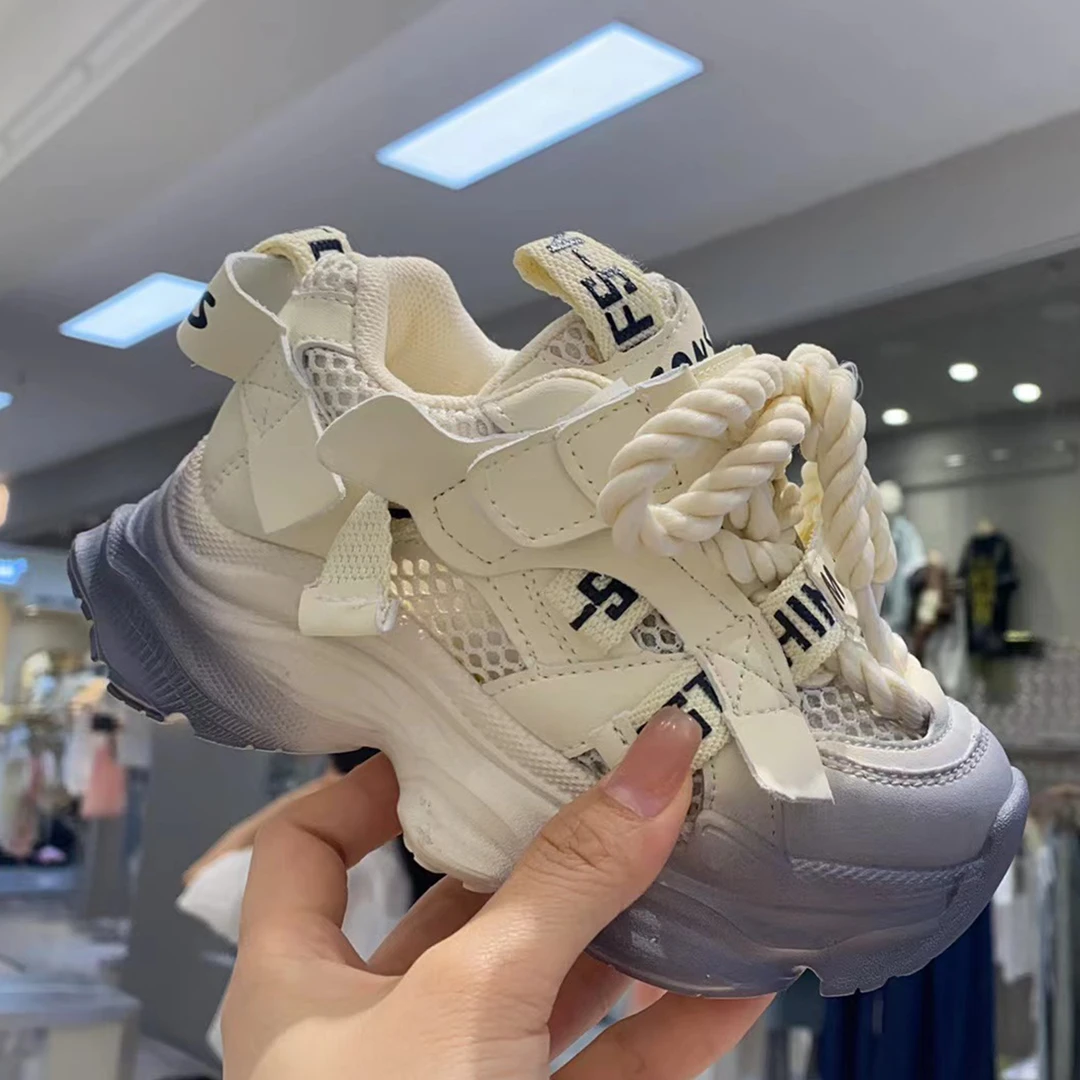 蛋蛋家【1672灰色】四季款儿童休闲百搭老爹鞋