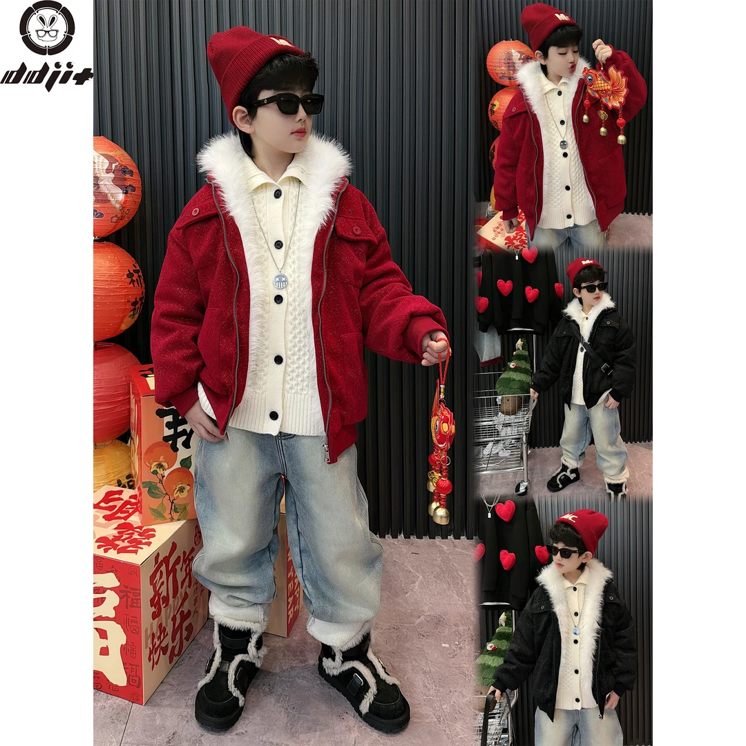 蛋蛋家【闪闪毛内里外套】冬季新款黑色/红色闪闪毛内里外套