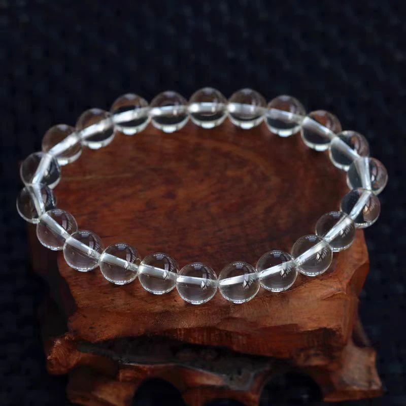 天然白水晶全净体玻璃体 手串纯净高透明原石手串净化手链疗愈