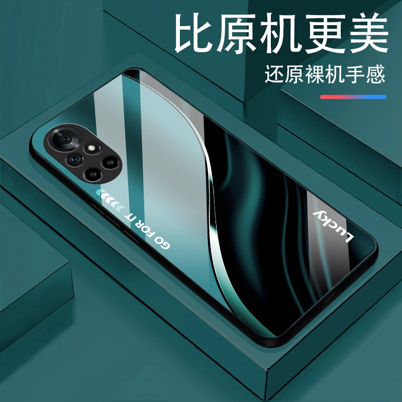 适用华为Nova8新款Lucky白光玻璃手机壳高颜值设计防摔轻奢时尚
