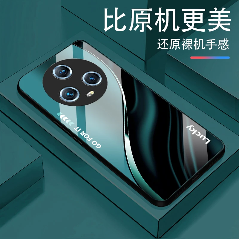 适用荣耀Magic5新款Lucky白光玻璃手机壳高颜值设计防摔轻奢时尚