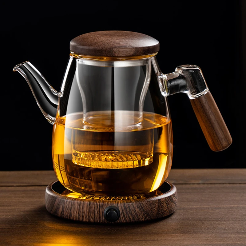 加厚玻璃杯胡桃木茶具套装泡茶壶过滤花茶壶家用喝茶杯耐热冲茶器