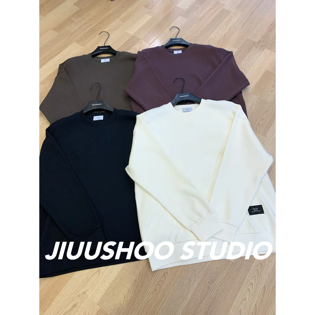 重磅肌理感圆领卫衣加绒款秋冬百搭加厚卫衣打底衫