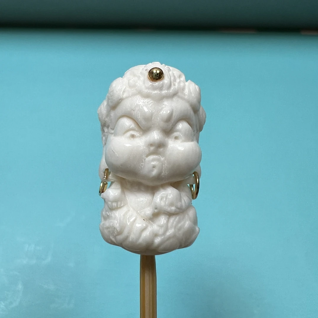 珠子猛犸牙文玩配饰财神背云挂件