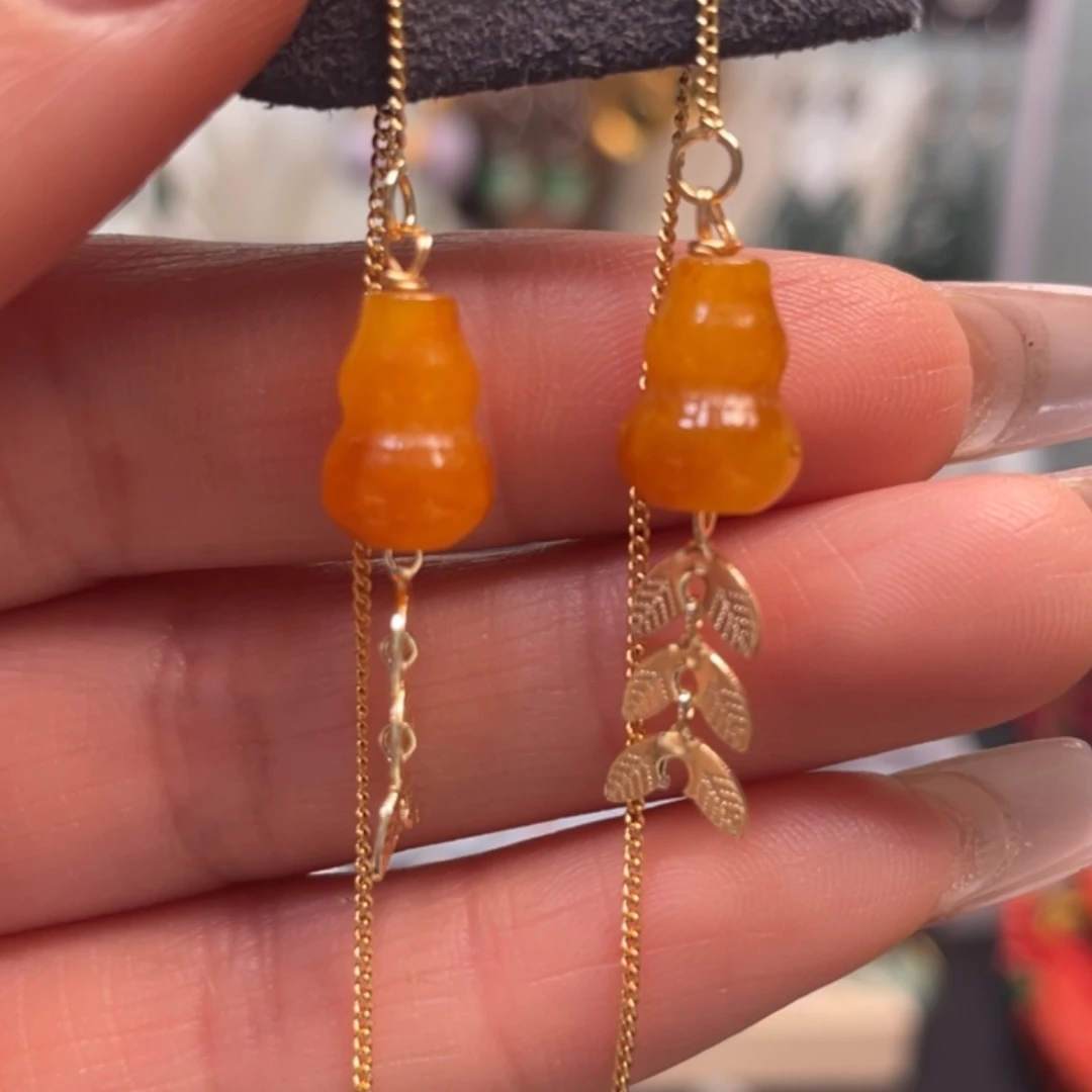 【闪购商品】翡翠耳饰银S925镀金镶嵌