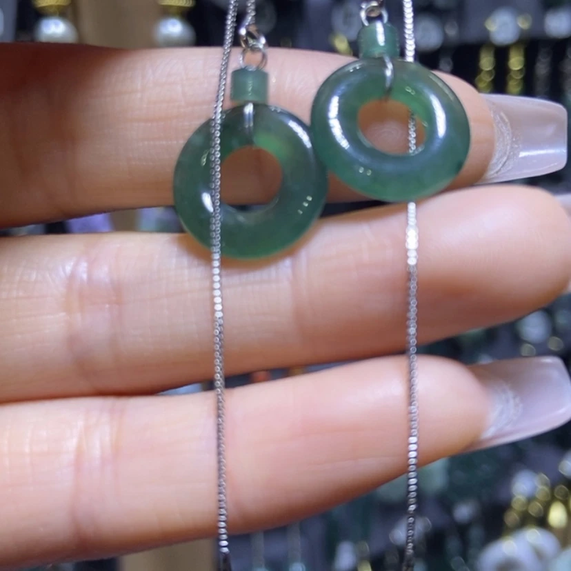 【闪购商品】翡翠耳饰银S925镀金镶嵌