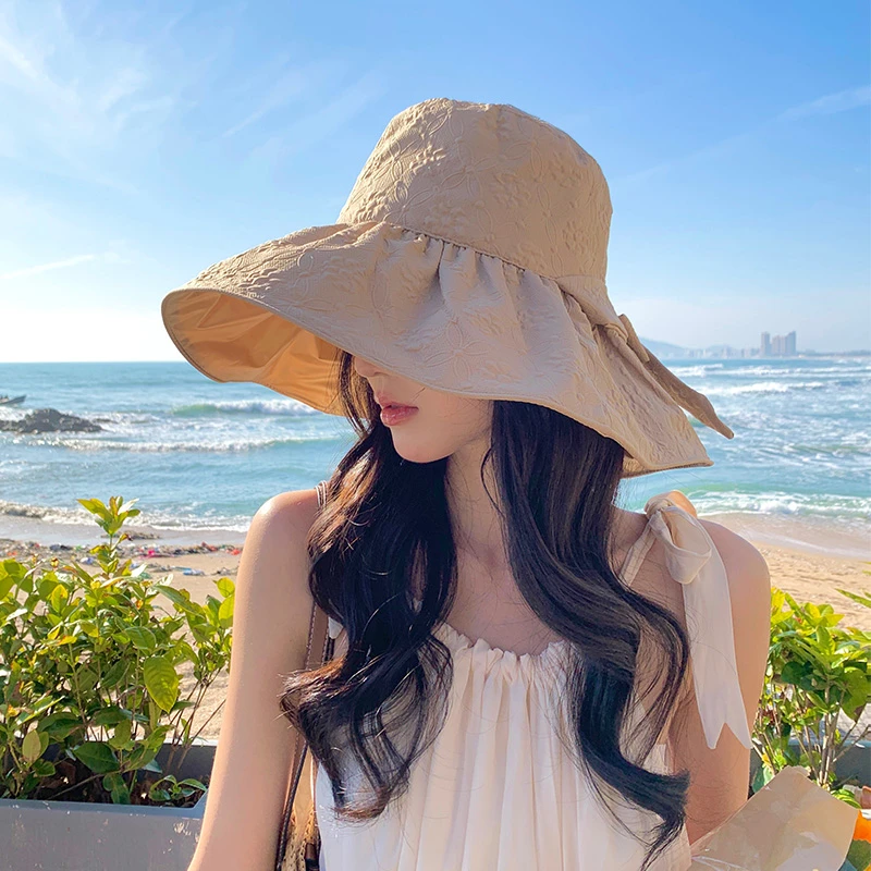 日本UV女夏遮脸防紫外线太阳帽骑车大帽檐渔夫帽春夏韩版遮阳休闲