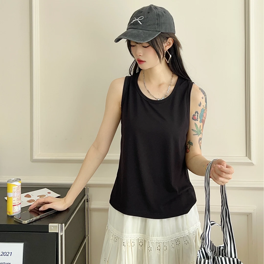 D134夏季新款韩版时尚休闲百搭天竹冰丝净版女士背心