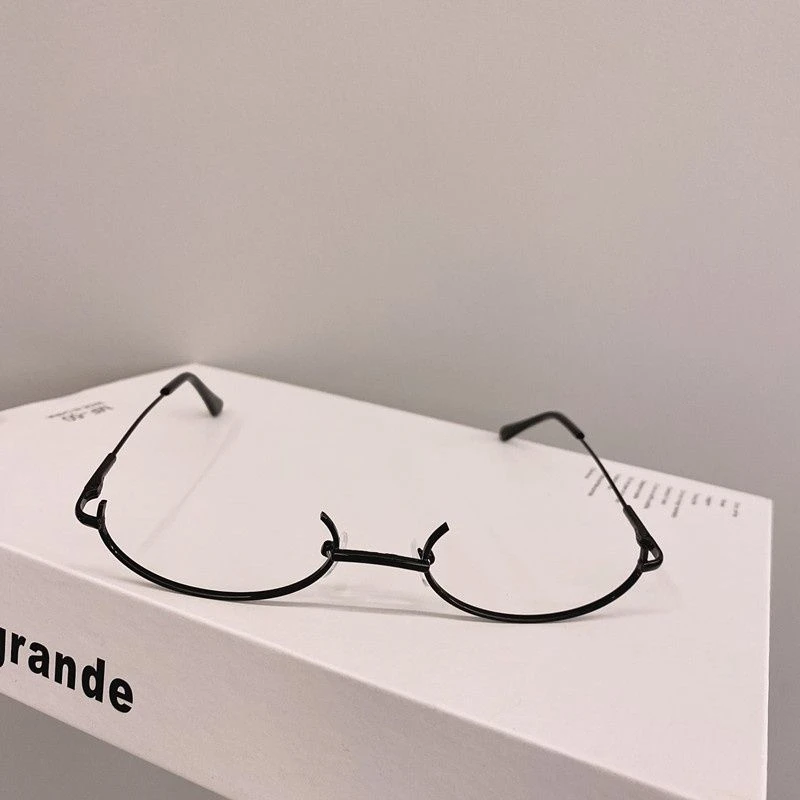 网红isn下半框眼镜女日系软妹子无上框架二次元装饰金属眼镜架女