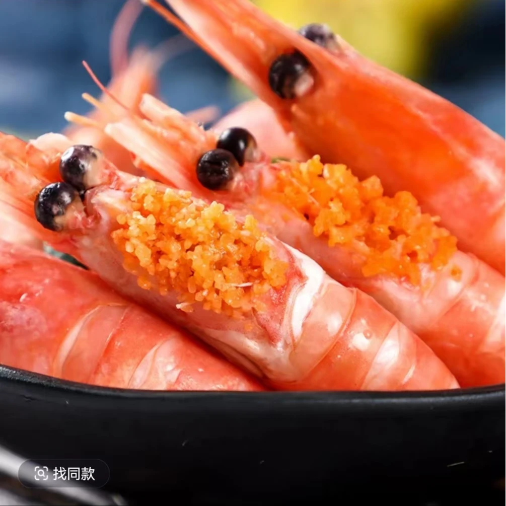【北极甜虾】头籽 80-100规格 熟冻甜虾带籽率 解冻即食/3斤