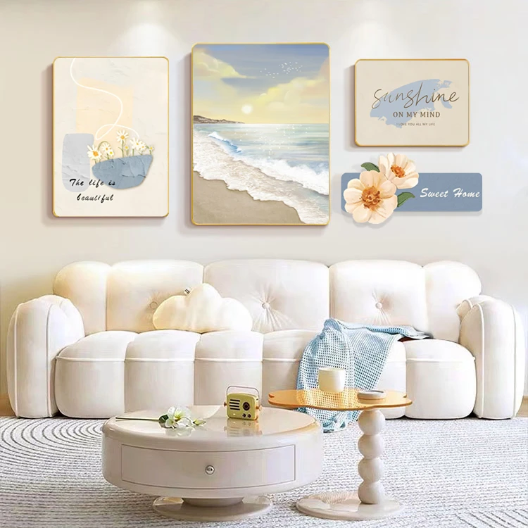 客厅装饰画高级肌理抽象组合壁画现代简约三联沙发背景墙挂画