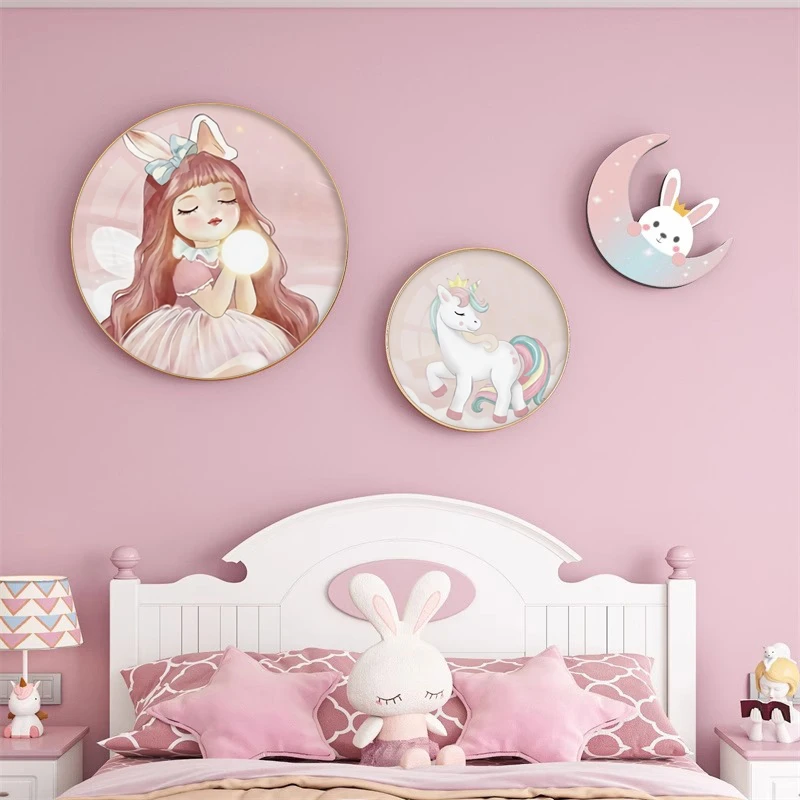 儿童房装饰画可爱女孩卧室床头背景墙挂画公主房间卡通人物壁画