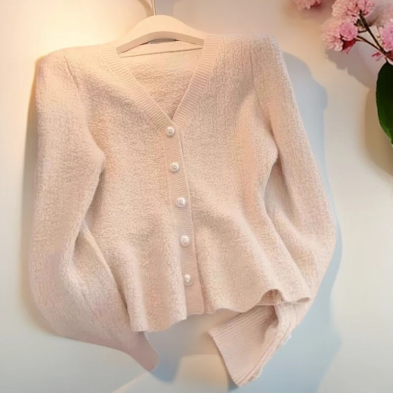 开衫圆领套头打底针织衫显瘦气质掐腰长袖短款上衣时尚百搭网红