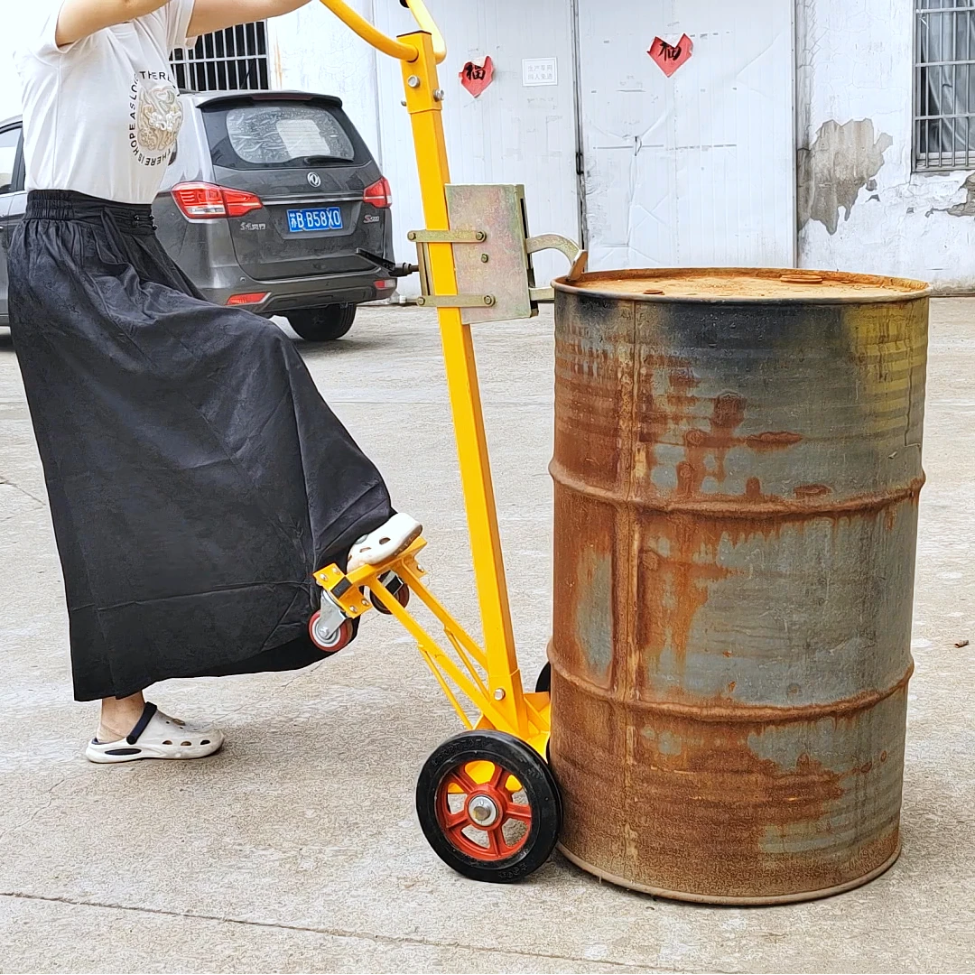 浩钧DE450油桶推车铁桶塑料桶搬运车橡胶四轮拖车手动叉车神器
