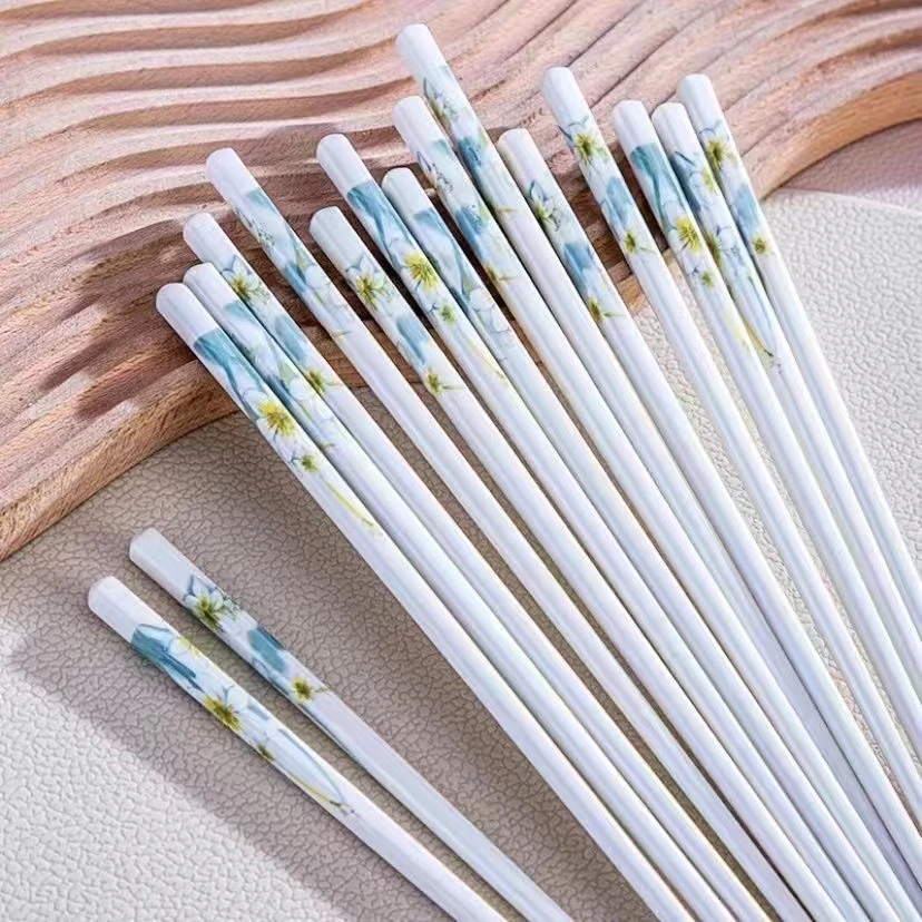 【工厂直发】水仙花陶瓷筷子10双防滑防霉高档筷子一人一筷零