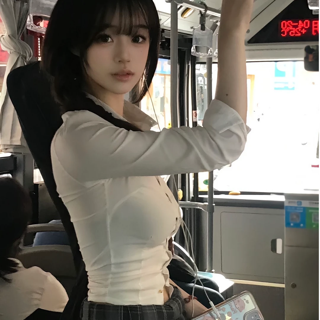 【妹妹早上好】色女神JK制服紧身收腰衬衫女辣妹纯欲风长袖上衣衬衣