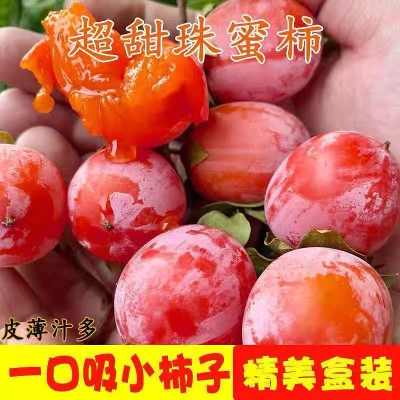 火果柿子新鲜珠蜜柿迷你小柿子野生软柿子一口吸糖心正宗火罐盒装