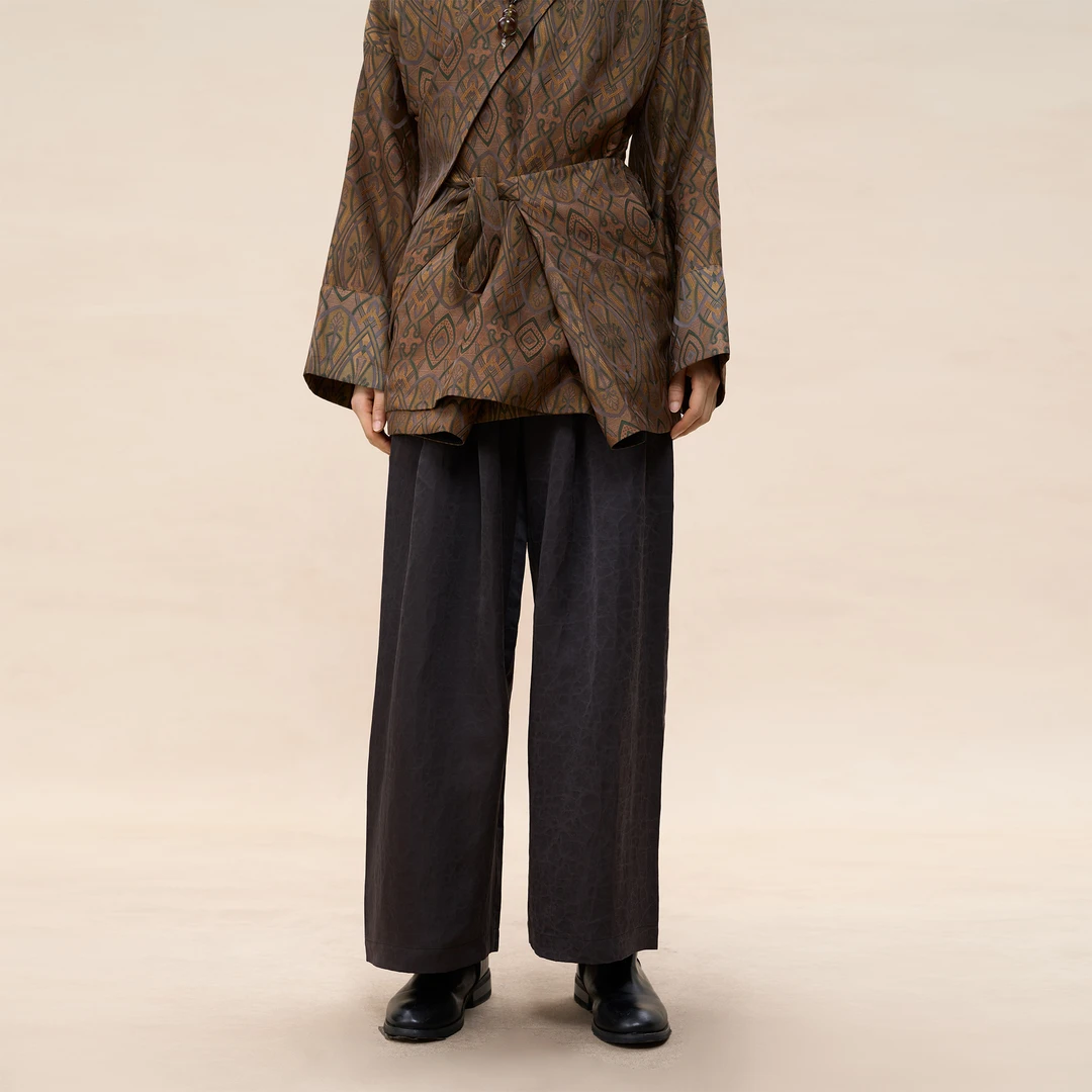 【香云走心】缎面龟香云纱 裤子24ZY41180050