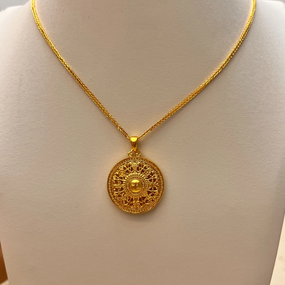 足金999八宝罗盘古法工艺（不含链）时尚百搭复古