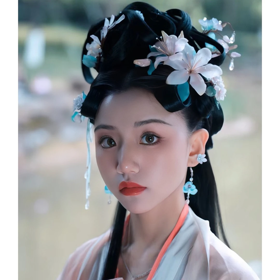 汉服蕾丝头可分叉发片不易打结古风接发片
