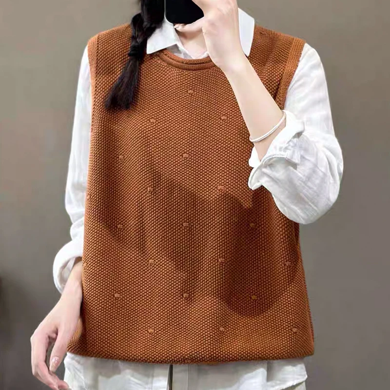 2023秋冬保暖马夹时尚中年女百搭套头马甲气质减龄上衣针织衫2393