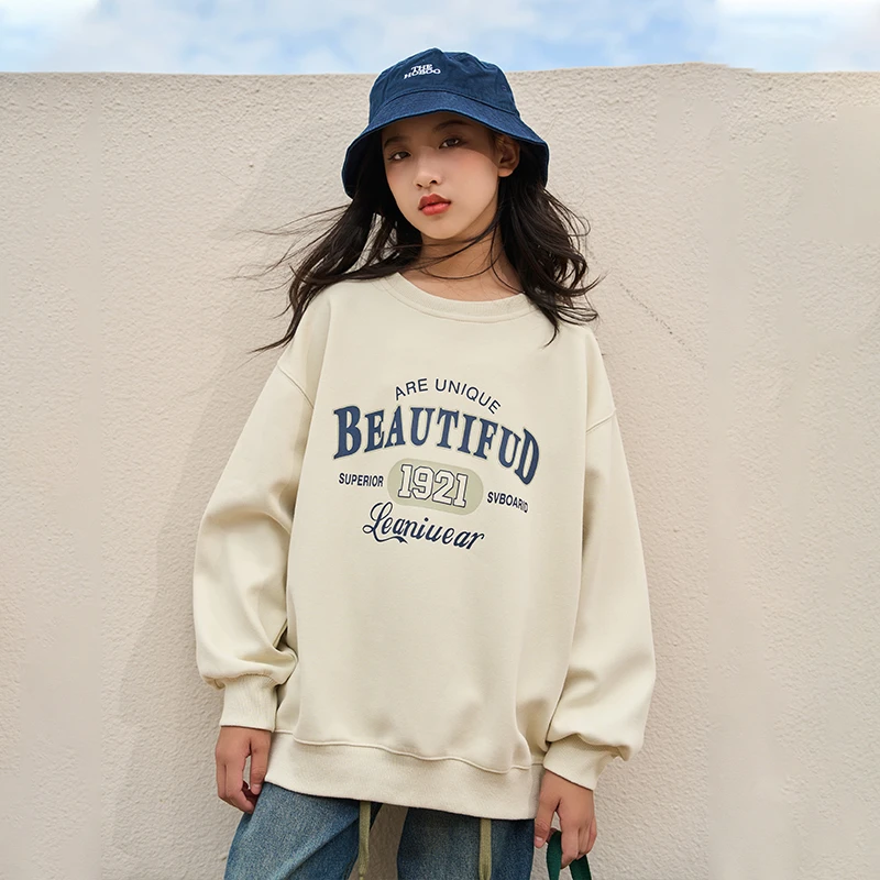 休闲女童宽松外穿上衣大女童长袖套头百搭时尚儿童上衣卫衣