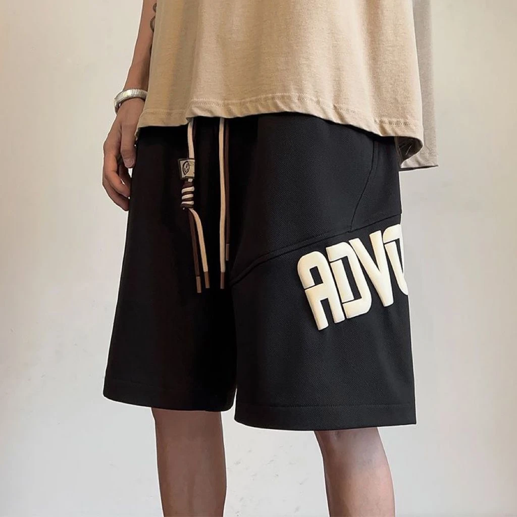 高街黑色休闲短裤男潮牌运动美式篮球5五分裤子夏薄款百搭中裤