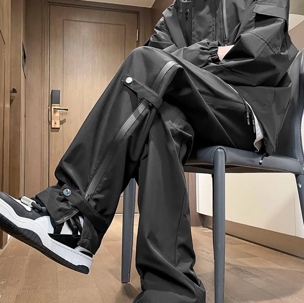 美式vibe户外运动登山裤黑色机能防水冲锋裤男秋季潮牌高街休闲裤