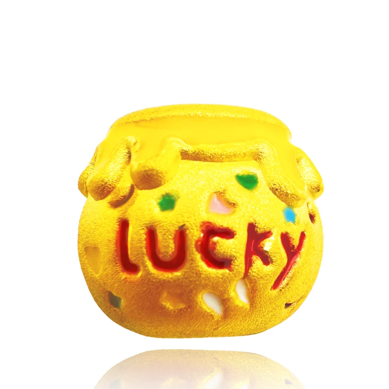 蜂蜜蜜罐lucky幸运黄金足金时尚百搭珐琅手串项链转运珠