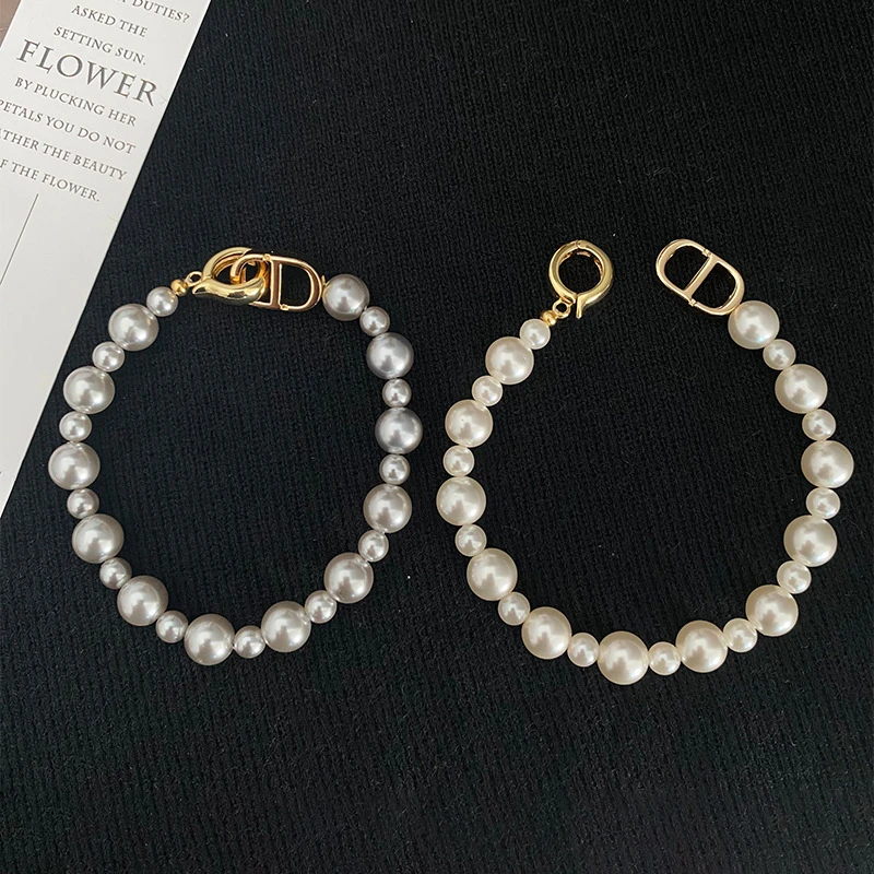 铜合金手链 施家真多麻时尚不规则CD扣气质珠珠手链5007