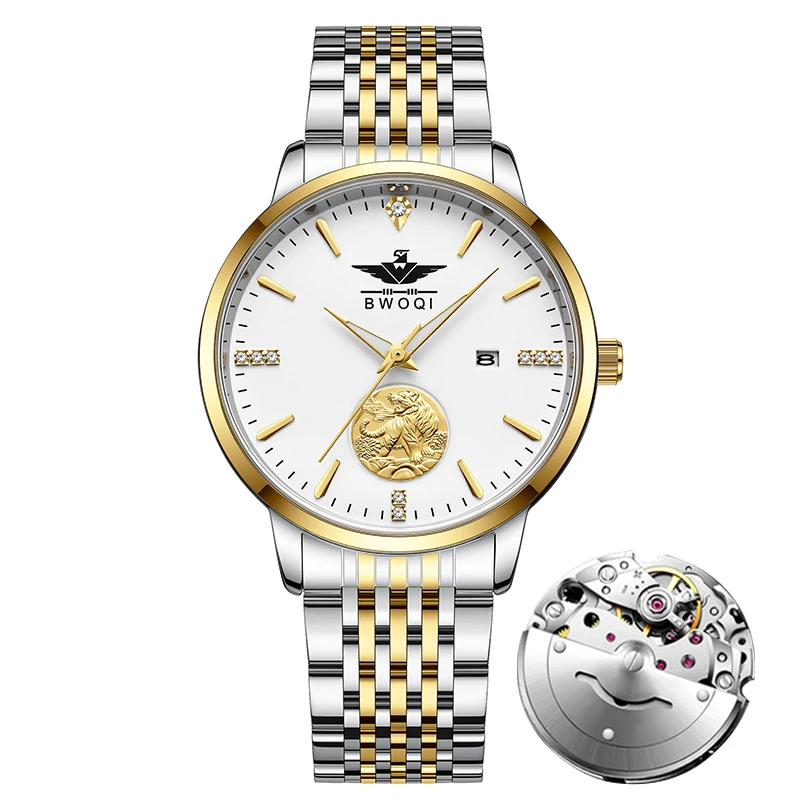 【专柜直发】金麒麟-全自动镂空带日历手表男防水夜光商务男表