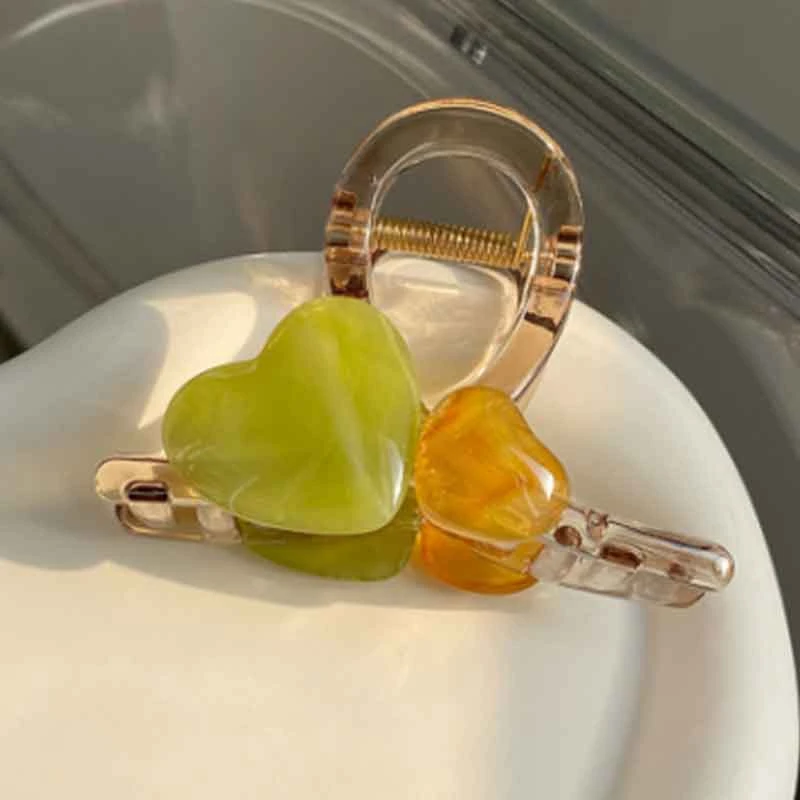 3.9两个果冻色抓夹中号发卡高档可爱发夹盘发鲨鱼夹