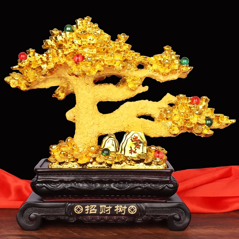 中式高档树金富贵树摆件开业乔迁礼品店铺收银前台客厅酒柜装饰品
