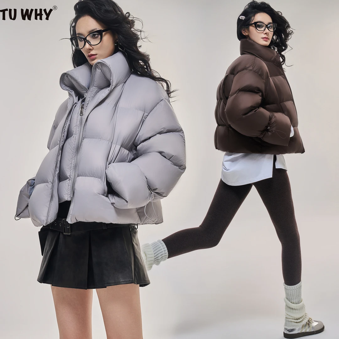 Tuwhy【新品】原创“蓬松 3D”双门襟加厚羽绒服女廓形90白鸭绒服冬