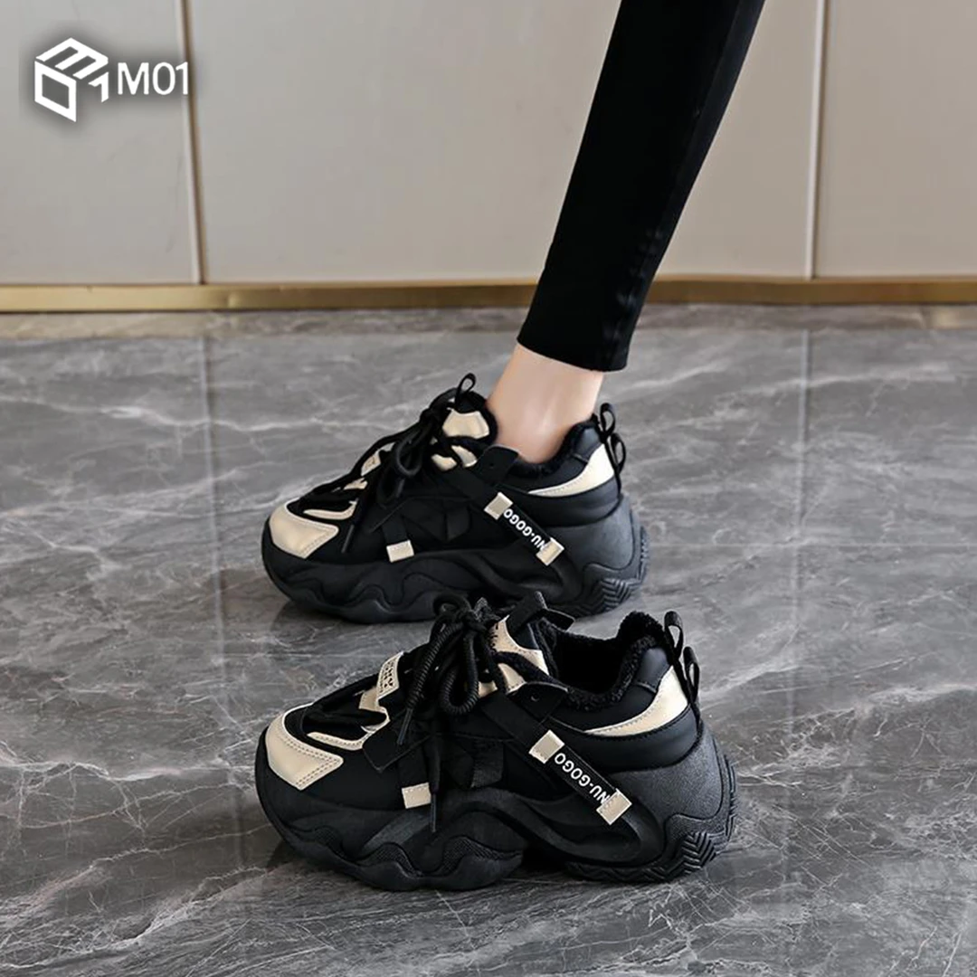 M01踩屎感爆款老爹鞋女春秋新款厚软底时尚百搭板鞋运动鞋