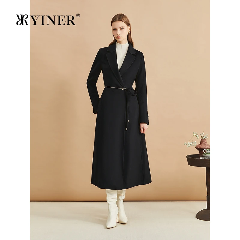 【绵羊毛+山羊绒】YINER音儿2024冬季新款双面毛呢大衣长款外套