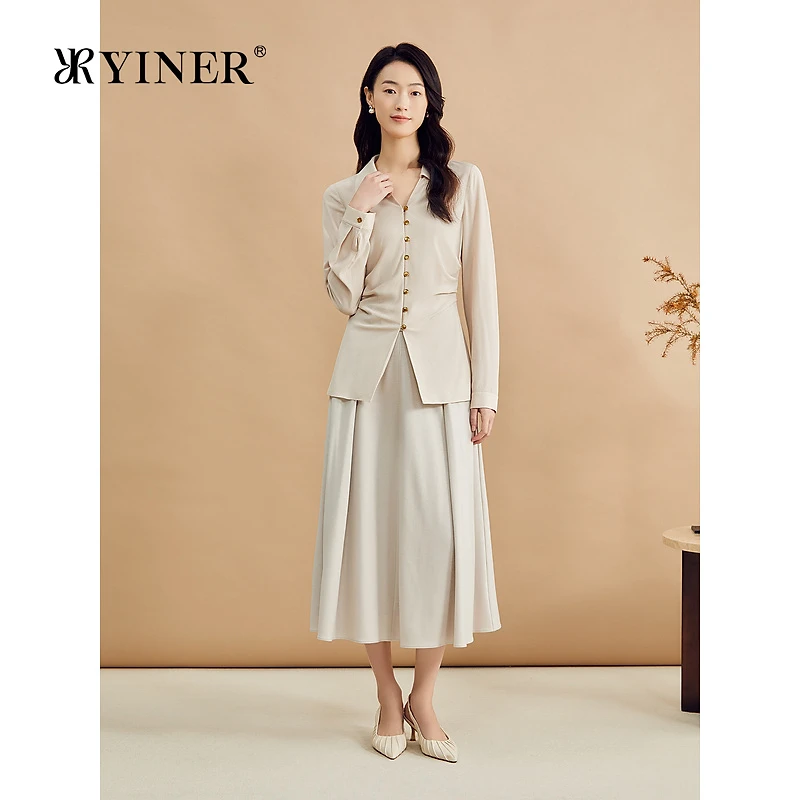 【真丝系列】YINER音儿2024秋季新款桑蚕丝衬衫海鸥领轻上衣