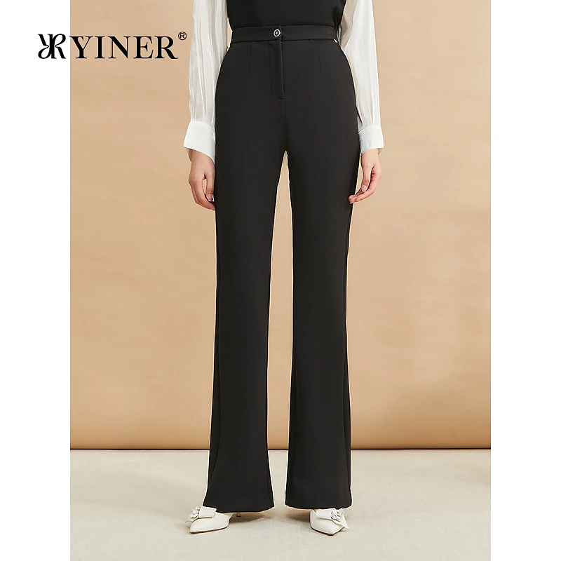 YINER音儿专选女装冬季时尚弹力长裤微喇叭百搭休闲裤