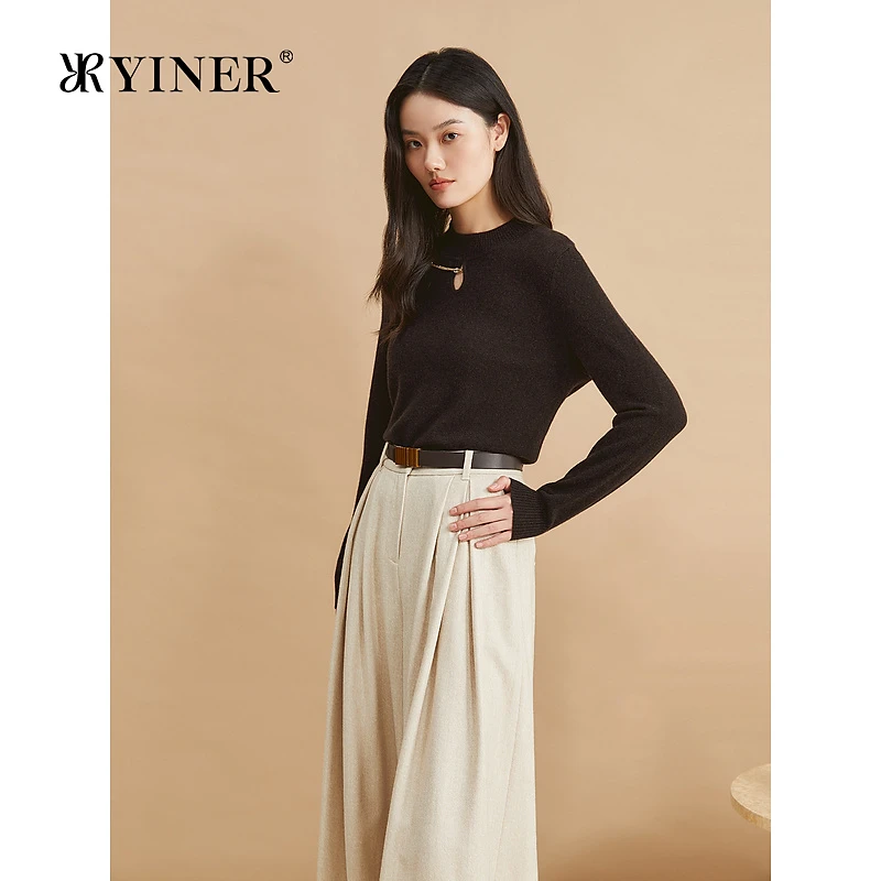【裸感羊绒】YINER音儿2024冬季新款美丽诺羊毛半高领针织衫