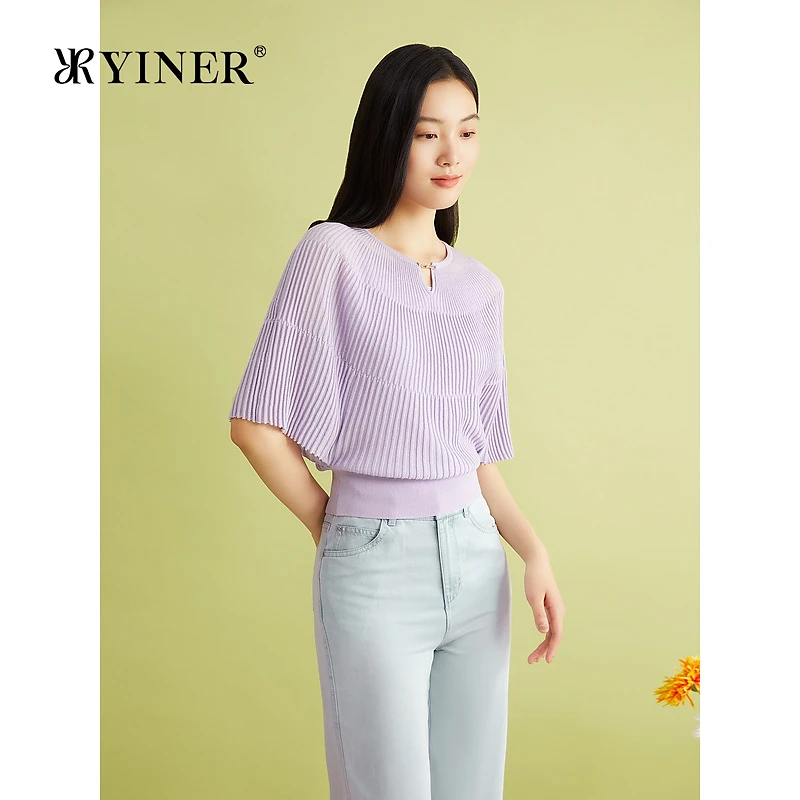 【真丝系列】YINER音儿夏季法式桑蚕丝慵懒感蝙蝠毛针织衫