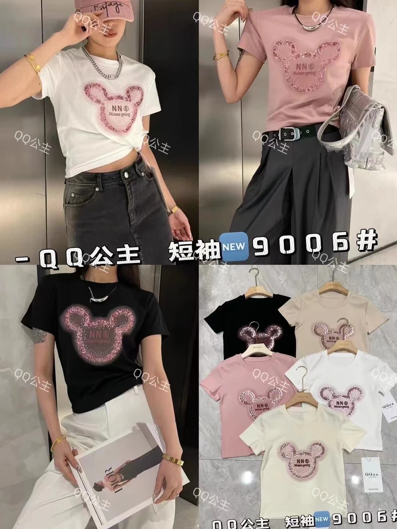 【刘敏服装】9006款米奇亮片时尚短袖T恤