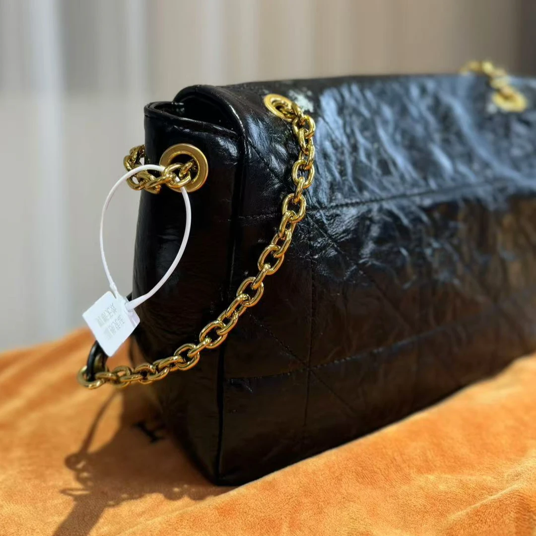 HIRMRIS手工真皮包550662-黑  斜纹大翻盖阳