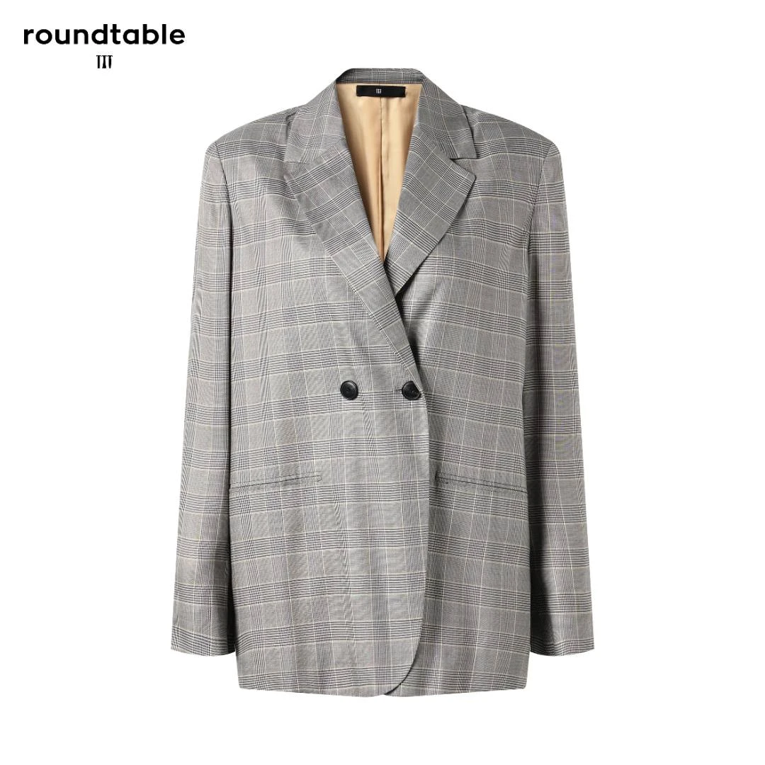 TTT 春夏季轻奢气质休闲宽时尚松设计格子西装西服春季TDW4804806