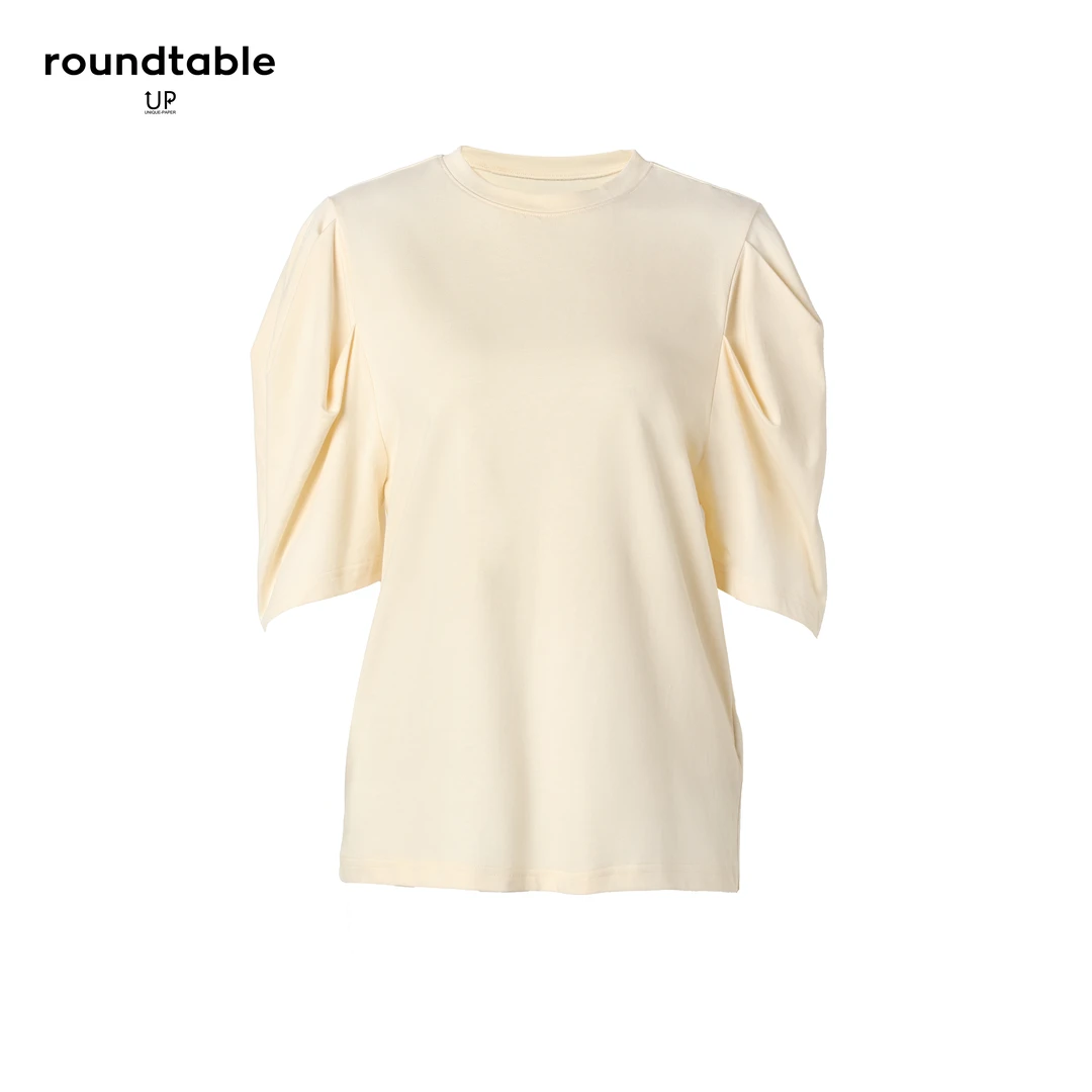 UP 纯色夏季时尚打底休闲简约百搭气质圆领复古T恤 ZBW3202074