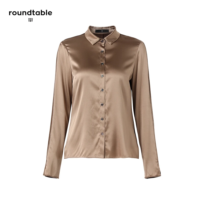 拼接直身真丝雨露麻衬衣