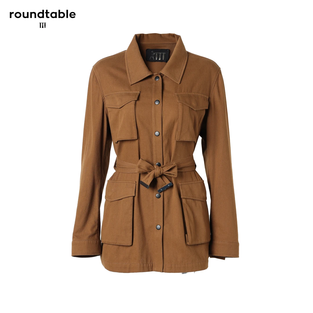 40S贴袋工装休闲外套 长袖短款时尚女士收腰设计师翻领TBW4302096