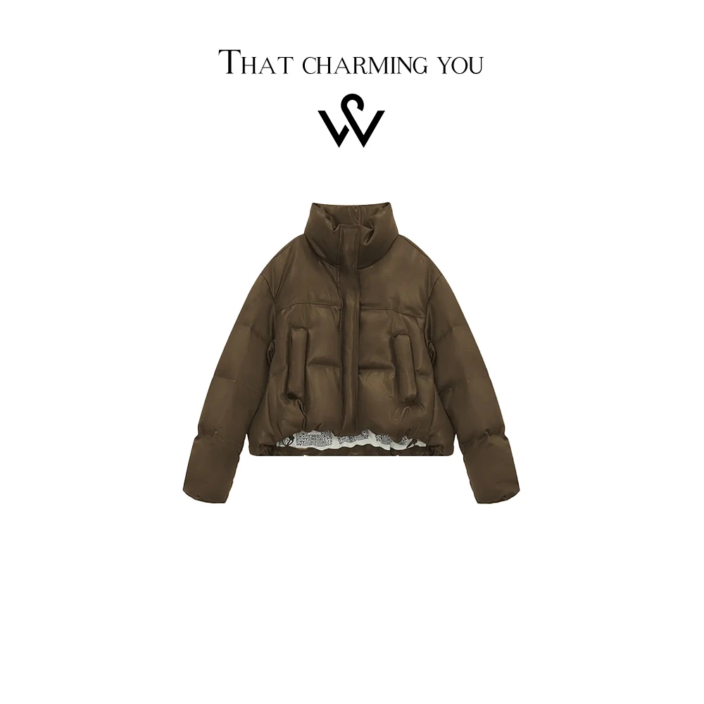 WAWA【新年大促】韩系高端设计时尚百搭短款鹅绒服8881