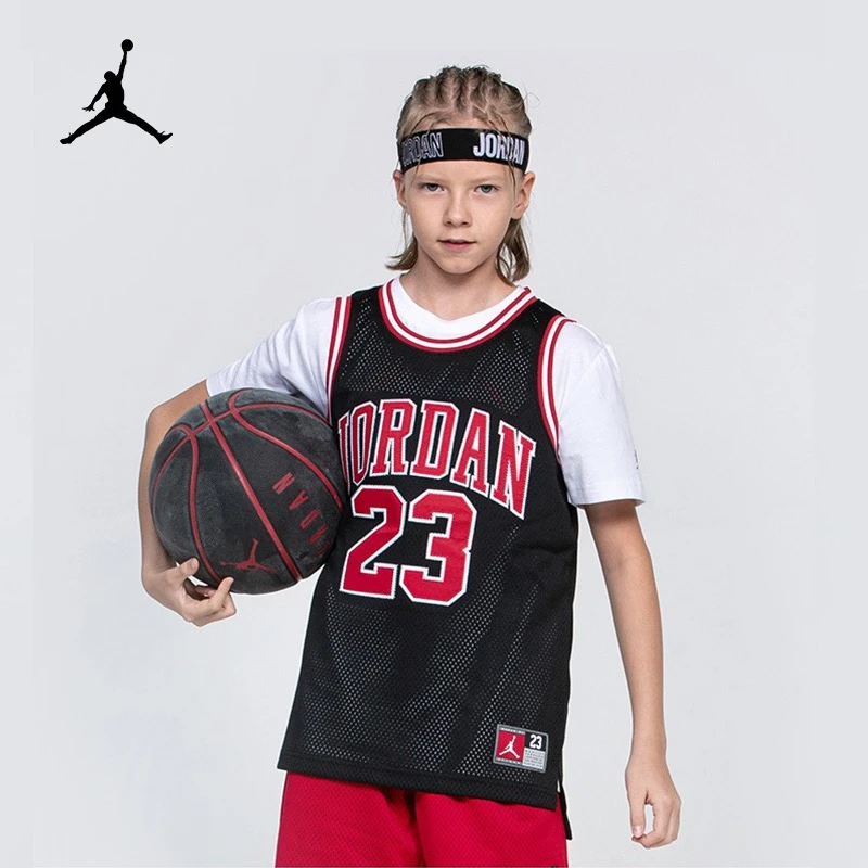 Air Jordan儿童公牛红球服夏季运动网眼潮男童装舒适透气背心A773